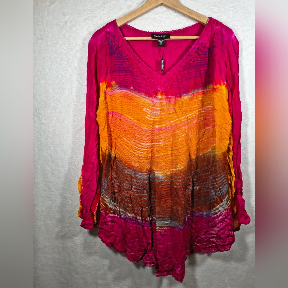 Charlie Paige Women's Vibrant Pink and Orange Women's Top Size L/XL